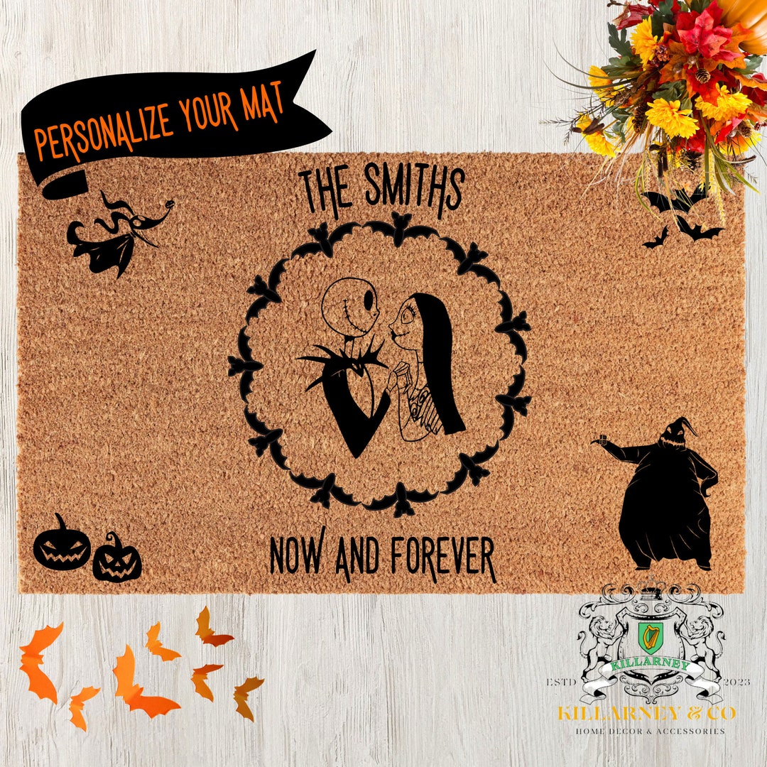 Personalized Jack and Sally, Now and Forever Doormat, Halloween Doormat, Nightmare Before