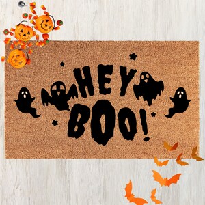 Hey Boo! Mat, Ghost Doormat, Halloween doormat, Ghost Decor, Halloween Door mat, Halloween decor, Funny doormat, Halloween Welcome Mat,