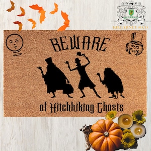 Beware of Hitchhiking Ghosts, Disney Haunted Mansion Decor, Haunted Mansion Doormat,  doormat, Welcome Foolish Mortals Decor,   mat