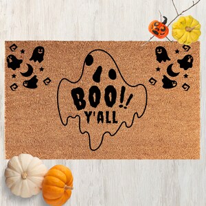 Boo Y&#39;all Doormat, Halloween doormat, Ghost Door mat, Halloween decor, Halloween front door decor, funny doormat, Ghost Welcome Mat, Boo Mat