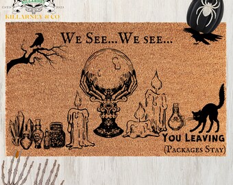 Fortune Teller Halloween Coir Doormat, Funny Gothic Decor