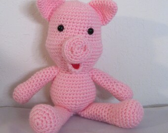 Crochet Pig Plush Toy, Washable Acrylic Yarn
