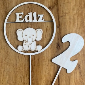 Topper per torta topper decorazione torta di compleanno elefante in legno