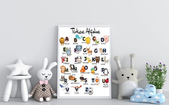 Turkce Alfabe Turkisch Alphabet Poster Wandbild Kinderzimmer Etsy