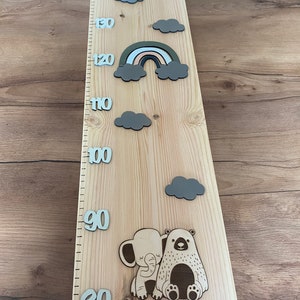Miscellaneous Height charts for children&#39;s rooms made of pine wood, young mint animals bear