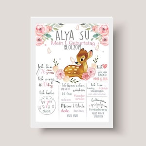 Milestone board 1st birthday chalkboard birthday poster fawn deer Bambi girl pink birthday party