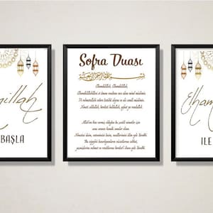 Sofra Duasi duvar resim 3lü set murals islam dua bismillah