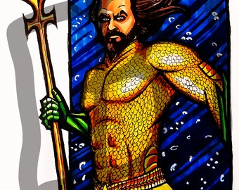 Aquaman Drawing Etsy Aquaman Drawing Etsy
