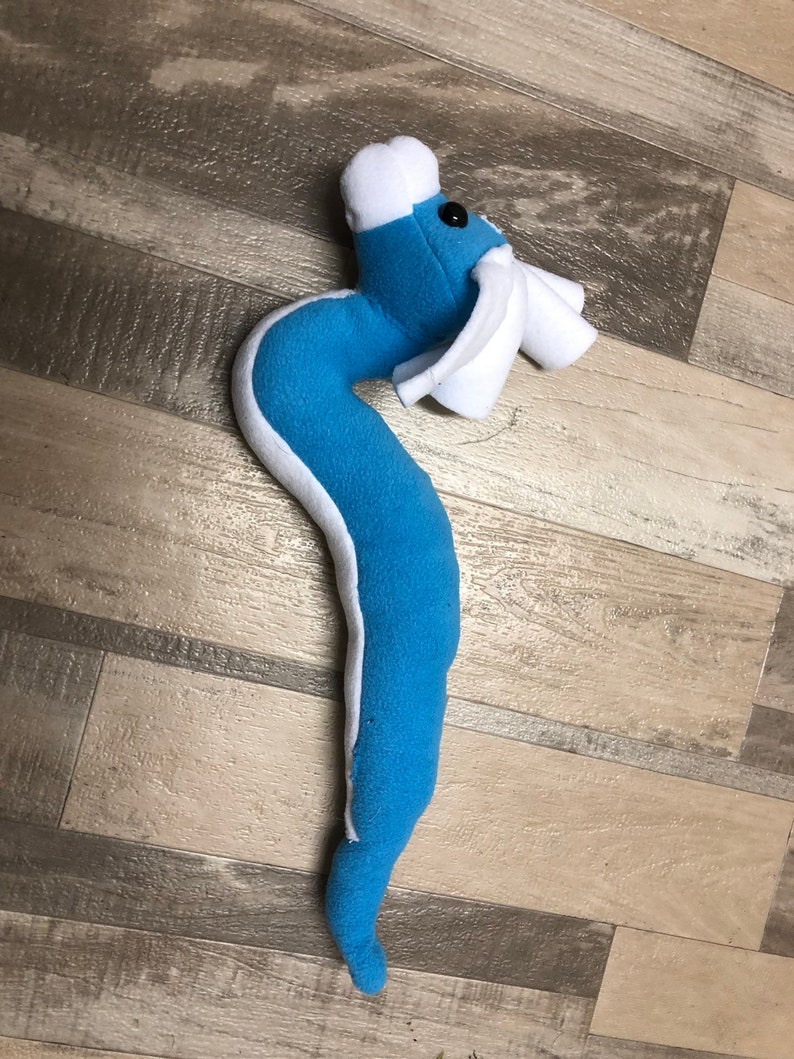 Dratini inspired plush dragon inspired by Pok\u00e9mon shoulder pet