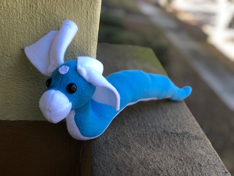 Dratini inspired plush dragon inspired by Pok\u00e9mon shoulder pet