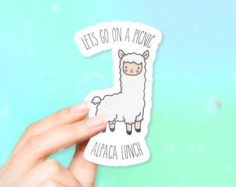 Lets go on a picnic Alpaca Lunch Sticker - Alpaca stickers | MacBook stickers | laptop stickers | waterbottle stickers | hydroflask stickers