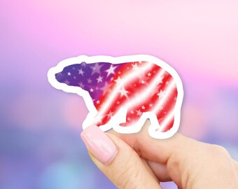 Flag Bear Sticker - USA Flag stickers | MacBook stickers | laptop stickers | waterbottle stickers | hydroflask stickers | tumbler stickers
