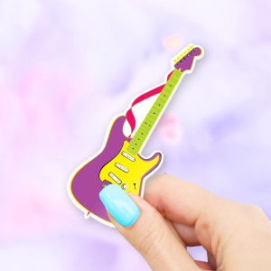 Purple Guitar Sticker - instrument stickers | band sticker | MacBook stickers | laptop stickers | waterbottle stickers | hydroflask stickers