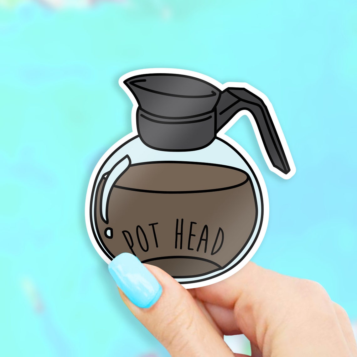Coffee Pot Head Sticker - Matte Vinyl Die Cut Sticker - Etsy