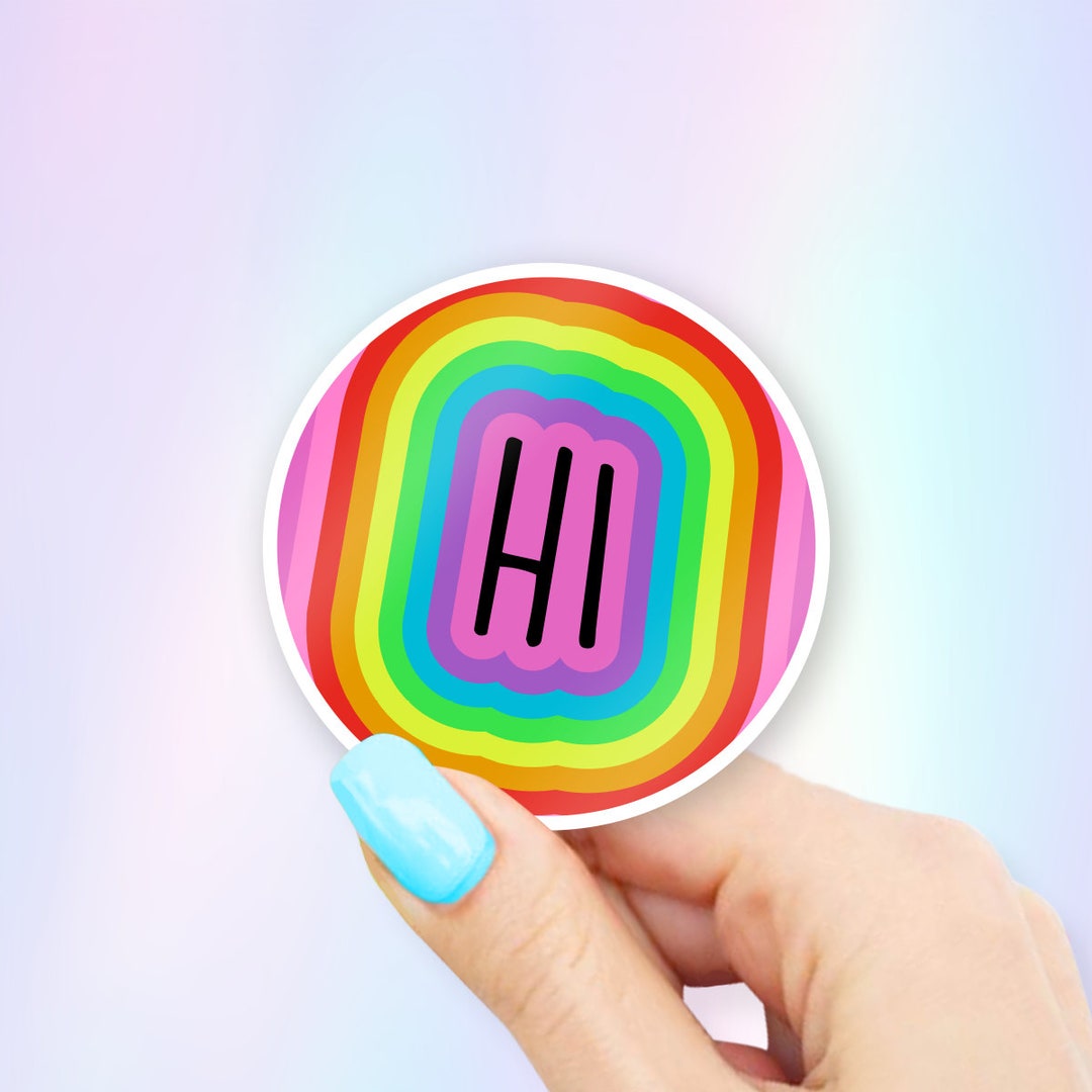 Hi Sticker - Rainbow Vinyl Decal for Laptop, Water Bottle - Etsy