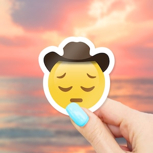 Sad Cowboy Emoji Sticker - MacBook stickers | laptop stickers | waterbottle stickers | hydroflask stickers | tumbler stickers