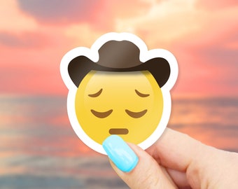 Sad Cowboy Emoji Sticker - MacBook stickers | laptop stickers | waterbottle stickers | hydroflask stickers | tumbler stickers