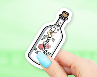 Flower in a Bottle Sticker - flowers stickers | MacBook stickers | laptop stickers | waterbottle stickers | hydroflask stickers
