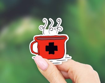 Red Camping Cup Sticker - Camping stickers | Outdoor stickers | MacBook stickers | laptop stickers | waterbottle stickers