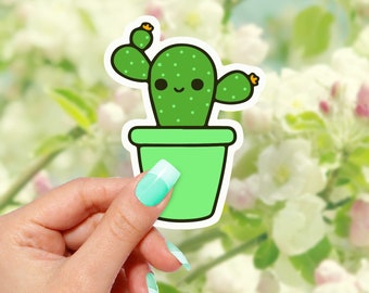 Cute Cactus with Face Sticker - Cactus stickers | MacBook stickers | laptop stickers | waterbottle stickers | hydroflask stickers