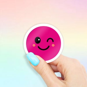 Pink Wink Emoji Sticker - MacBook stickers | laptop stickers | waterbottle stickers | hydroflask stickers | tumbler stickers