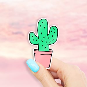 Pegatina de cactus adorable: vinilo mate para botella de agua o portátil