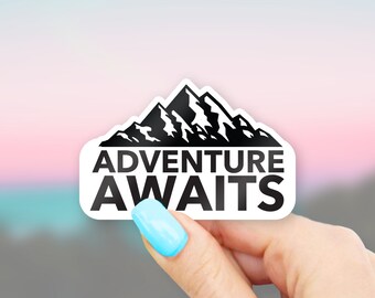 Adventure Awaits Sticker - adventure stickers | travel stickers | Mountain stickers | MacBook sticker | laptop sticker | waterbottle sticker