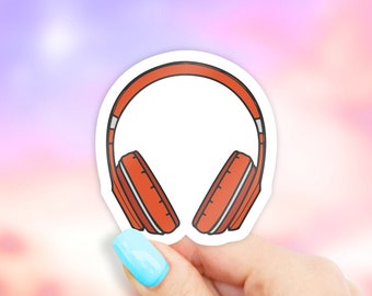 Orange Headphones Sticker - MacBook stickers | laptop stickers | waterbottle stickers | hydroflask stickers | tumbler stickers