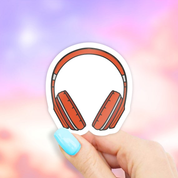 Orange Headphones Sticker - MacBook stickers | laptop stickers |  waterbottle stickers | hydroflask stickers | tumbler stickers
