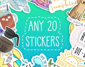 Choose Any 20 Sticker Pack - MacBook stickers | laptop stickers | waterbottle stickers | Sticker packs | hydroflask stickers | Vinyl Sticker