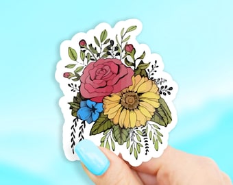 Flower Bouquet Sticker - Flower stickers | MacBook stickers | laptop stickers | waterbottle stickers | hydroflask stickers | tumbler sticker