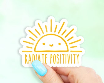 Radiate Positivity Smiling Sun Sticker - MacBook stickers | laptop stickers | waterbottle stickers | hydroflask stickers | tumbler stickers