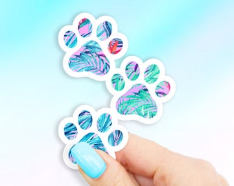 Tropical Paw Prints Sticker - Dog stickers | Pet stickers | MacBook stickers | laptop stickers | waterbottle stickers | hydroflask stickers