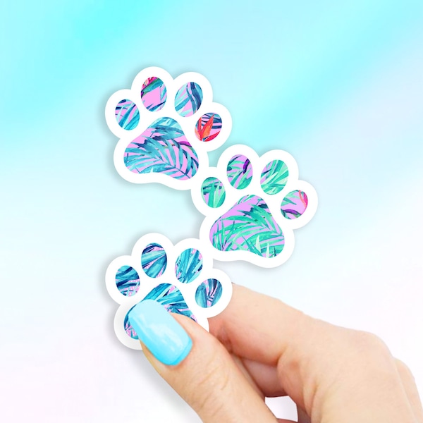Tropical Paw Prints Sticker - Dog stickers | Pet stickers | MacBook stickers | laptop stickers | waterbottle stickers | hydroflask stickers