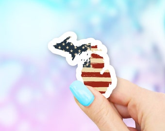 Michigan Old USA Flag State Art Sticker - state stickers | michigan stickers | MacBook stickers | laptop stickers | waterbottle stickers