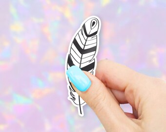 Black & White Feather Sticker - MacBook stickers | laptop stickers | waterbottle stickers | hydroflask stickers | tumbler stickers