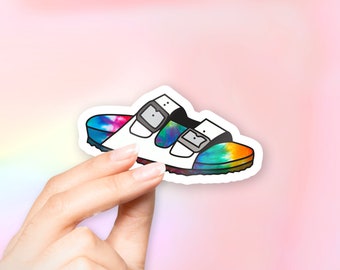 Rainbow Birkenstocks Sticker - shoe stickers | MacBook stickers | laptop stickers | waterbottle stickers | hydroflask stickers