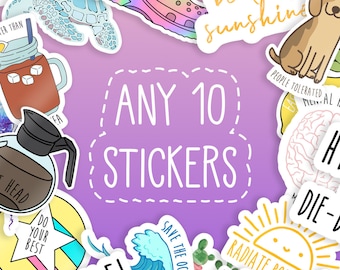 Choose Any 10 Sticker Pack - MacBook stickers | laptop stickers | waterbottle stickers | Sticker packs | hydroflask stickers | Vinyl Sticker