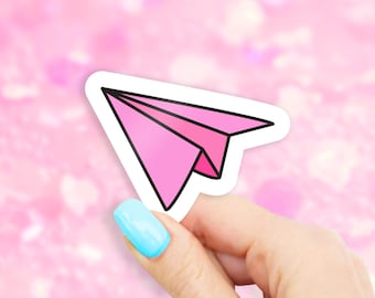 Pink Paper Plane Sticker - MacBook stickers | laptop stickers | waterbottle stickers | hydroflask stickers | tumbler stickers