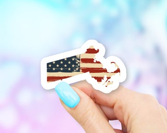 Massachusetts Old USA Flag State Art Sticker - state stickers | massachusetts stickers | MacBook stickers | laptop stickers