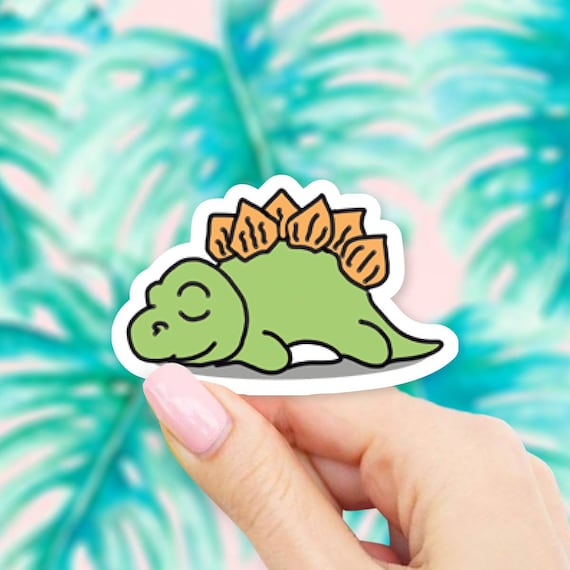 Napping Stegosaurus Sticker - Matte Vinyl Dinosaur Decal