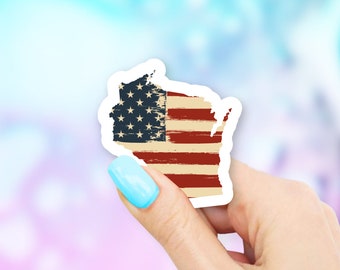 Wisconsin Old USA Flag State Art Sticker - state stickers | wisconsin stickers | MacBook stickers | laptop stickers | waterbottle stickers
