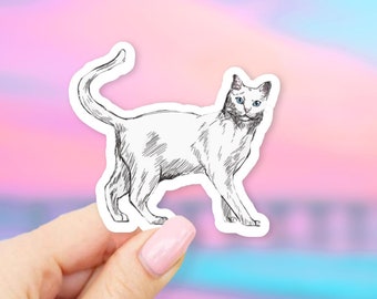 White Cat Sticker - Cat stickers | pet stickers | MacBook stickers | laptop stickers | waterbottle stickers | hydroflask stickers