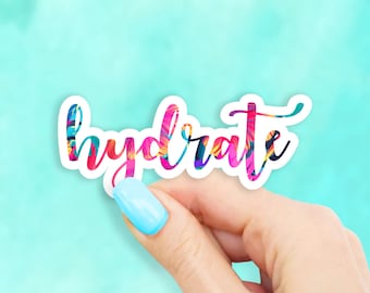 Tropical Leaves Hydrate Sticker - MacBook stickers | laptop stickers | waterbottle stickers | hydroflask stickers