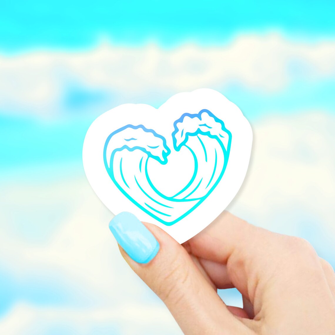Ocean Wave Heart Sticker - Matte Vinyl Decal - Etsy