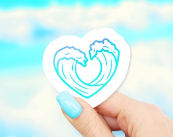 Ocean Wave Heart Sticker - Ocean stickers | MacBook stickers | laptop stickers | waterbottle stickers | hydroflask stickers