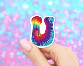 Tie Dye U Sticker - Letter stickers | MacBook stickers | laptop stickers | waterbottle stickers | hydroflask stickers | tumbler stickers