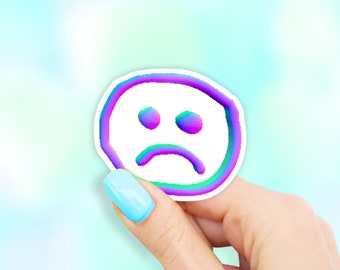Sad Face Emoji Sticker - Emoji stickers | MacBook stickers | laptop stickers | waterbottle stickers | hydroflask stickers
