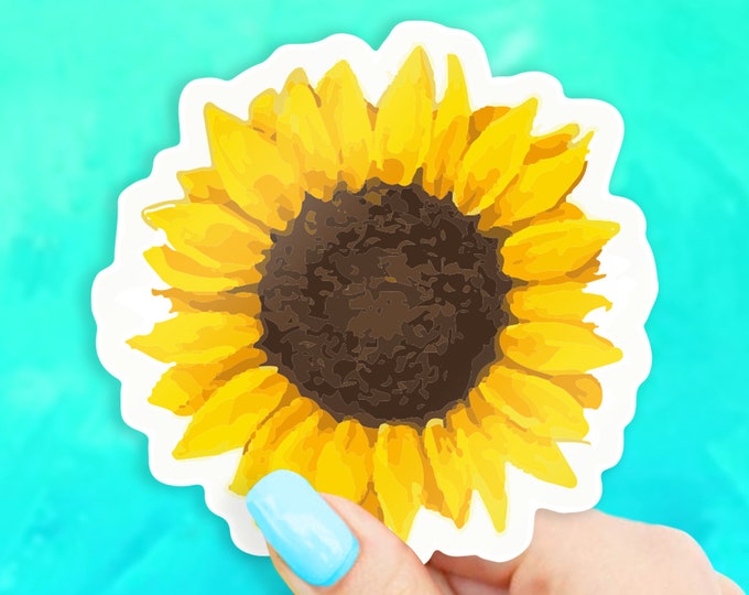 Featured listing image: Sunflower Sticker - flower stickers | nature stickers | MacBook stickers | laptop stickers | waterbottle stickers | hydroflask stickers
