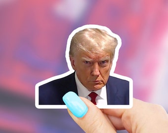 Trump Mug Shot Sticker - trump sticker | MacBook stickers | laptop stickers | waterbottle stickers | maga stickers